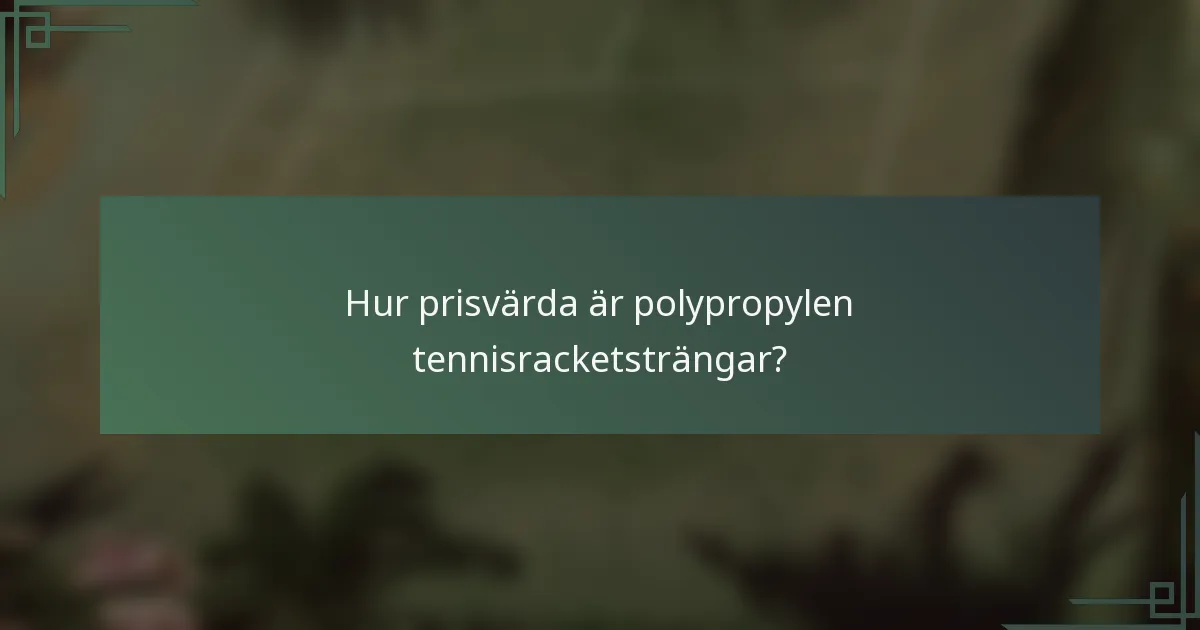 Hur prisvärda är polypropylen tennisracketsträngar?