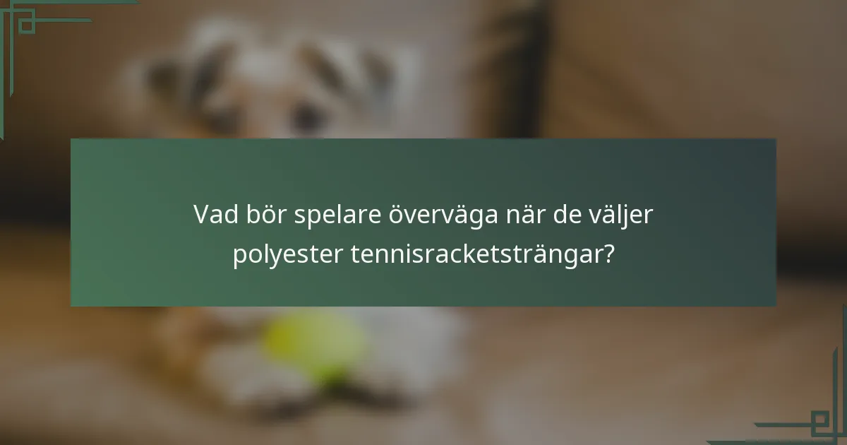Vad bör spelare överväga när de väljer polyester tennisracketsträngar?