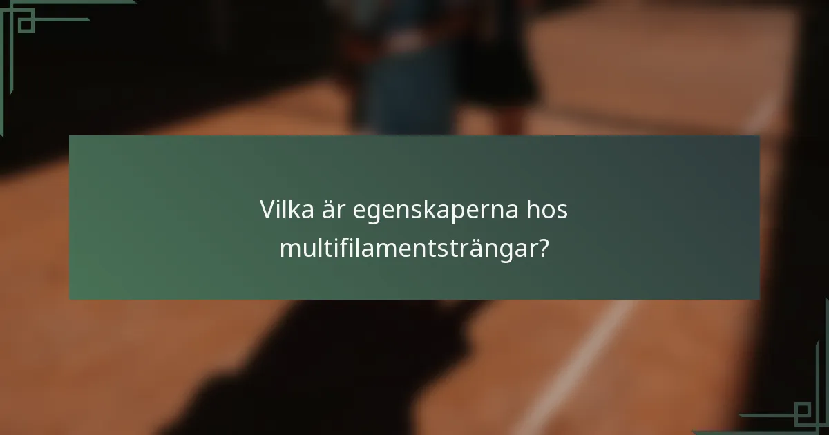 Vilka är egenskaperna hos multifilamentsträngar?