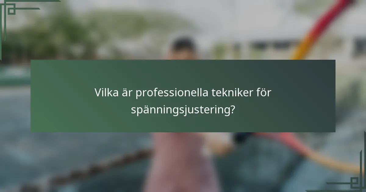 Vilka är professionella tekniker för spänningsjustering?
